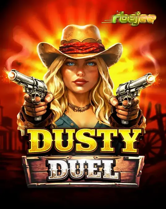 A rugged Wild West scene featuring a revolver-themed multiplier display in the Dusty Duel slot.